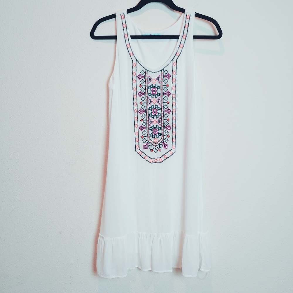 2/$25 Maurices White Aztec Embroidered Dress